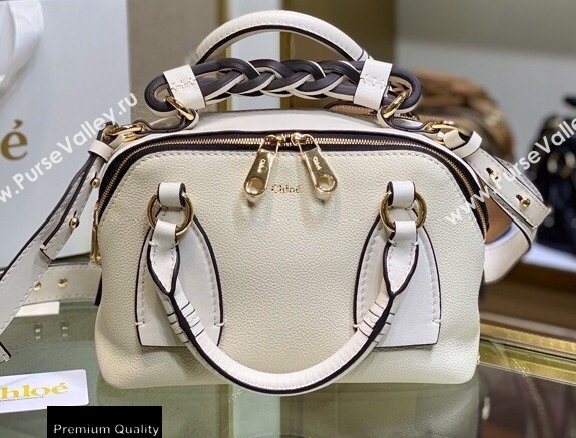 Chloe Small Daria Bag in Grained and Shiny Calfskin White (yaoyao-20090729)