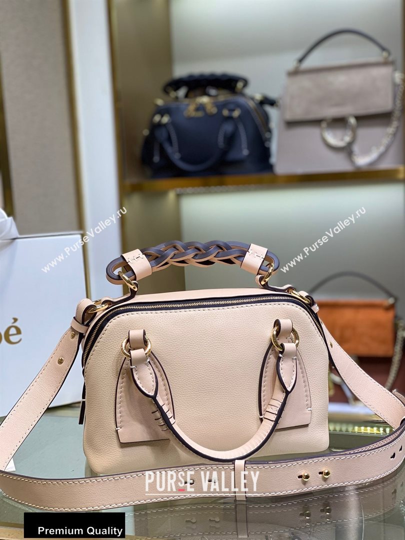 Chloe Small Daria Bag in Grained and Shiny Calfskin Beige (yaoyao-20090732)
