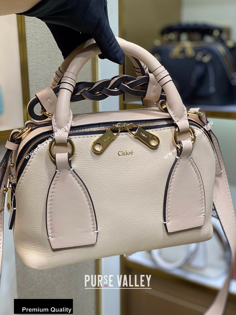 Chloe Small Daria Bag in Grained and Shiny Calfskin Beige (yaoyao-20090732)