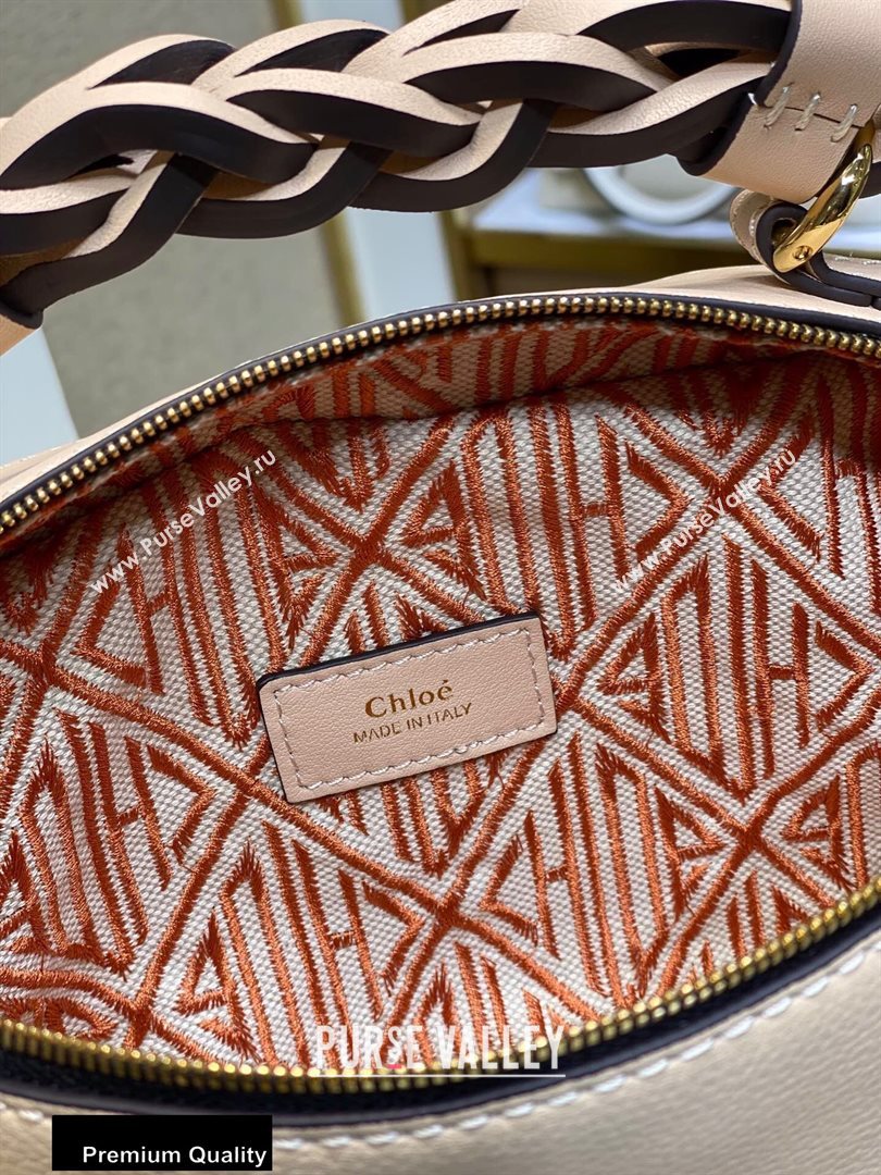 Chloe Small Daria Bag in Grained and Shiny Calfskin Beige (yaoyao-20090732)