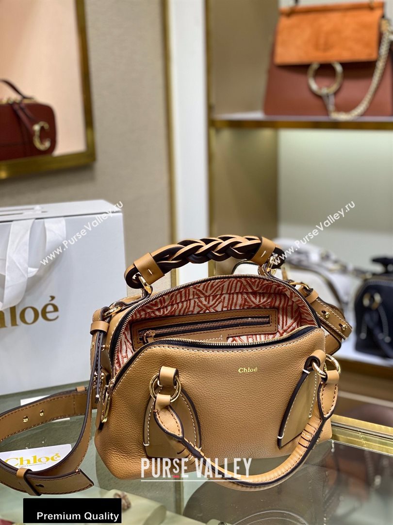 Chloe Small Daria Bag in Grained and Shiny Calfskin Khaki (yaoyao-20090731)