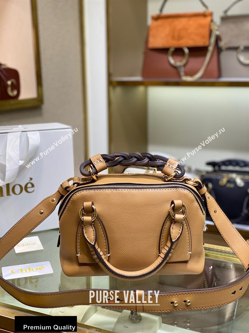 Chloe Small Daria Bag in Grained and Shiny Calfskin Khaki (yaoyao-20090731)