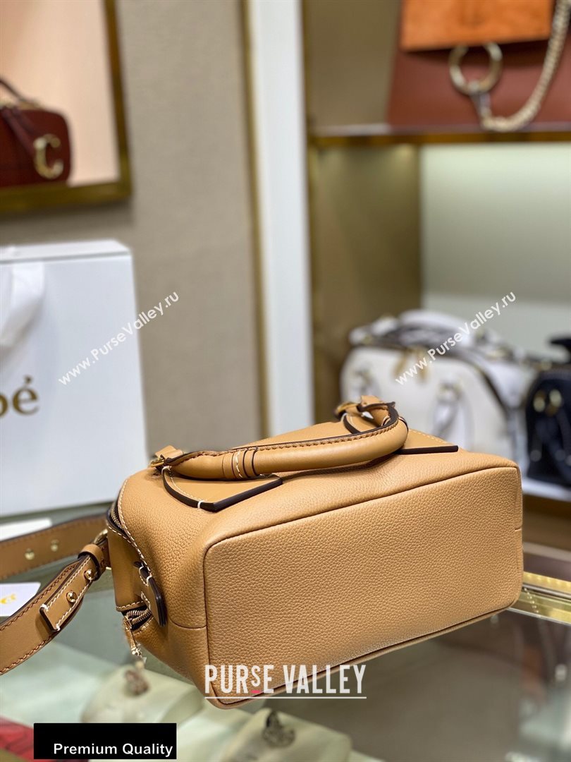 Chloe Small Daria Bag in Grained and Shiny Calfskin Khaki (yaoyao-20090731)