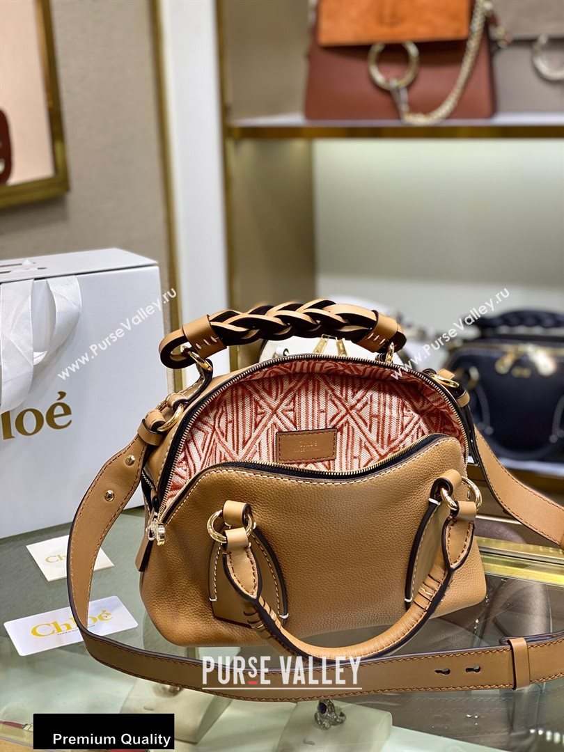 Chloe Small Daria Bag in Grained and Shiny Calfskin Khaki (yaoyao-20090731)