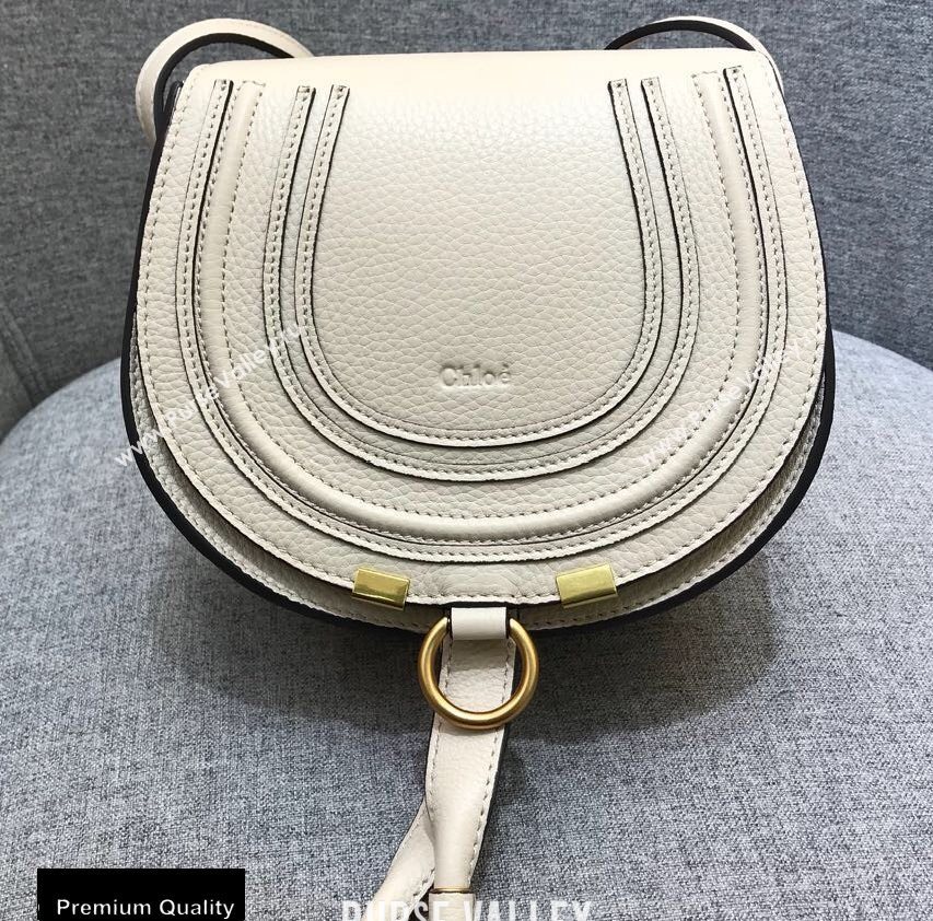 Chloe Round Saddle Mini Marcie Bag in Grain Calfskin Creamy (yaoyao-20090715)