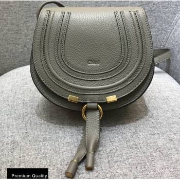 Chloe Round Saddle Mini Marcie Bag in Grain Calfskin Gray (yaoyao-20090717)