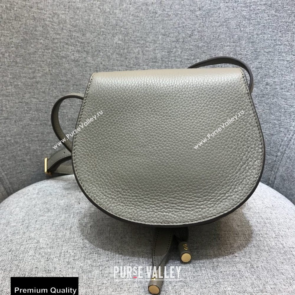 Chloe Round Saddle Mini Marcie Bag in Grain Calfskin Gray (yaoyao-20090717)