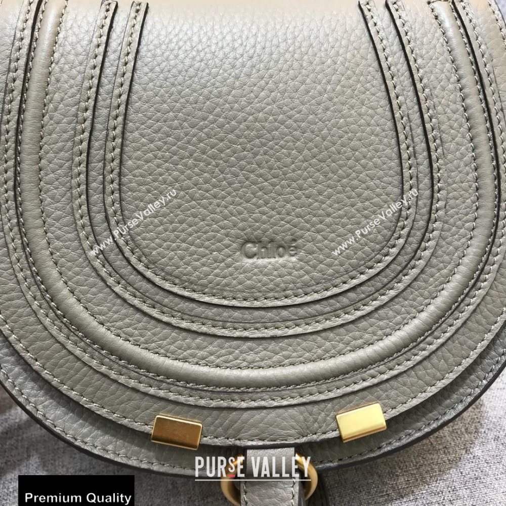 Chloe Round Saddle Mini Marcie Bag in Grain Calfskin Gray (yaoyao-20090717)