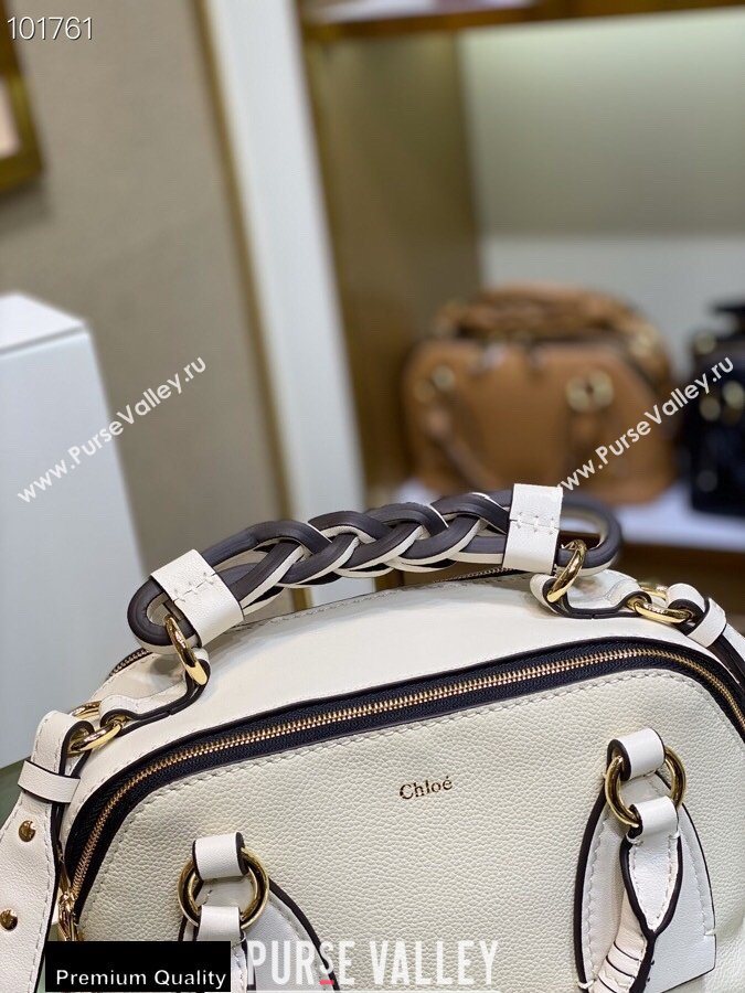 Chloe Small Daria Bag in Grained and Shiny Calfskin White (yaoyao-20090729)