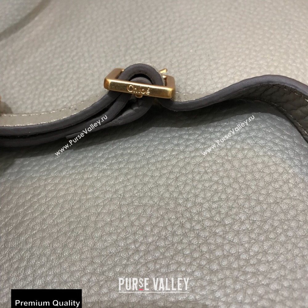 Chloe Round Saddle Mini Marcie Bag in Grain Calfskin Gray (yaoyao-20090717)