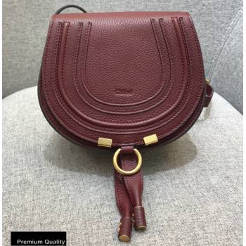 Chloe Round Saddle Mini Marcie Bag in Grain Calfskin Burgundy (yaoyao-20090711)