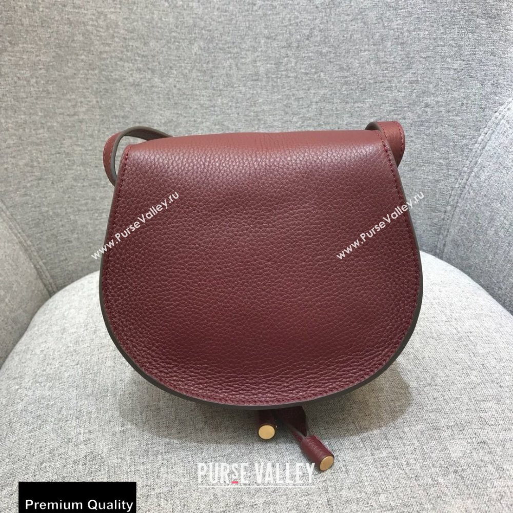 Chloe Round Saddle Mini Marcie Bag in Grain Calfskin Burgundy (yaoyao-20090711)