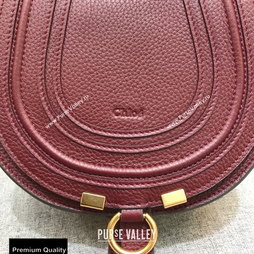 Chloe Round Saddle Mini Marcie Bag in Grain Calfskin Burgundy (yaoyao-20090711)