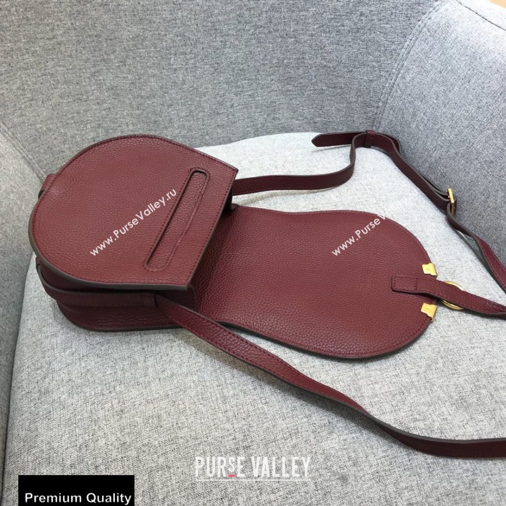 Chloe Round Saddle Mini Marcie Bag in Grain Calfskin Burgundy (yaoyao-20090711)