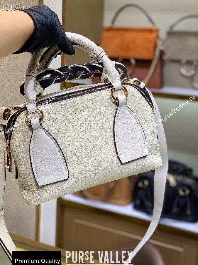 Chloe Small Daria Bag in Grained and Shiny Calfskin White (yaoyao-20090729)