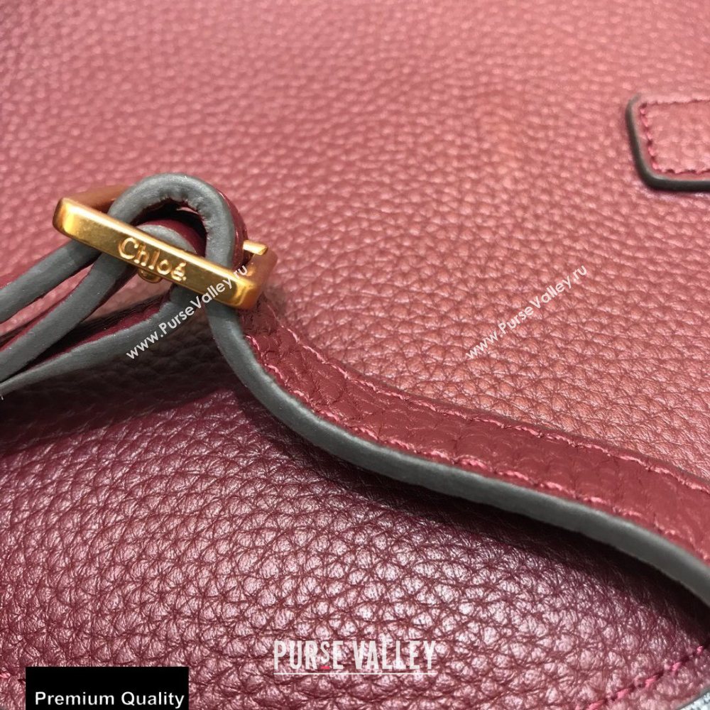 Chloe Round Saddle Mini Marcie Bag in Grain Calfskin Burgundy (yaoyao-20090711)