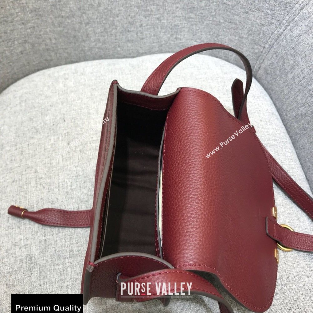 Chloe Round Saddle Mini Marcie Bag in Grain Calfskin Burgundy (yaoyao-20090711)