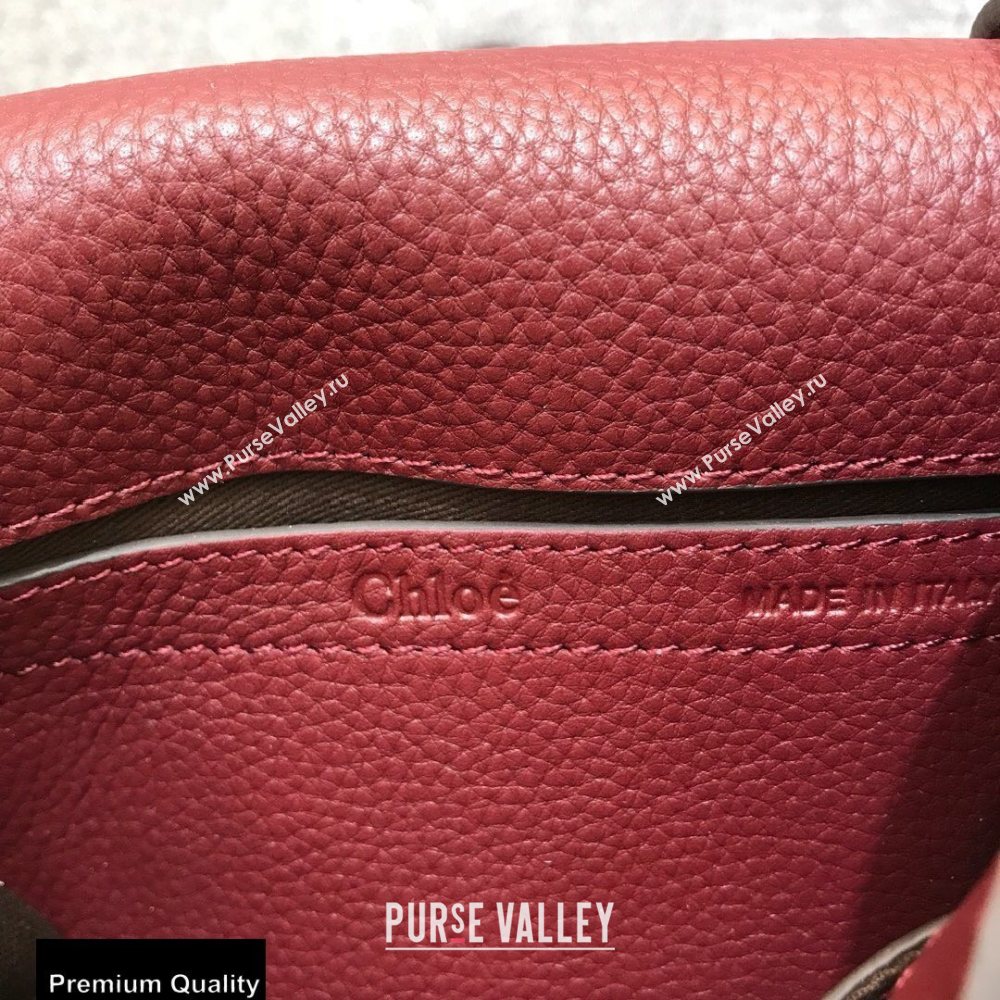 Chloe Round Saddle Mini Marcie Bag in Grain Calfskin Burgundy (yaoyao-20090711)