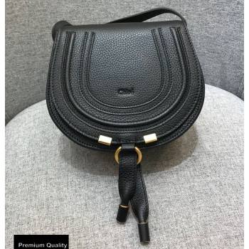 Chloe Round Saddle Mini Marcie Bag in Grain Calfskin Black (yaoyao-20090709)