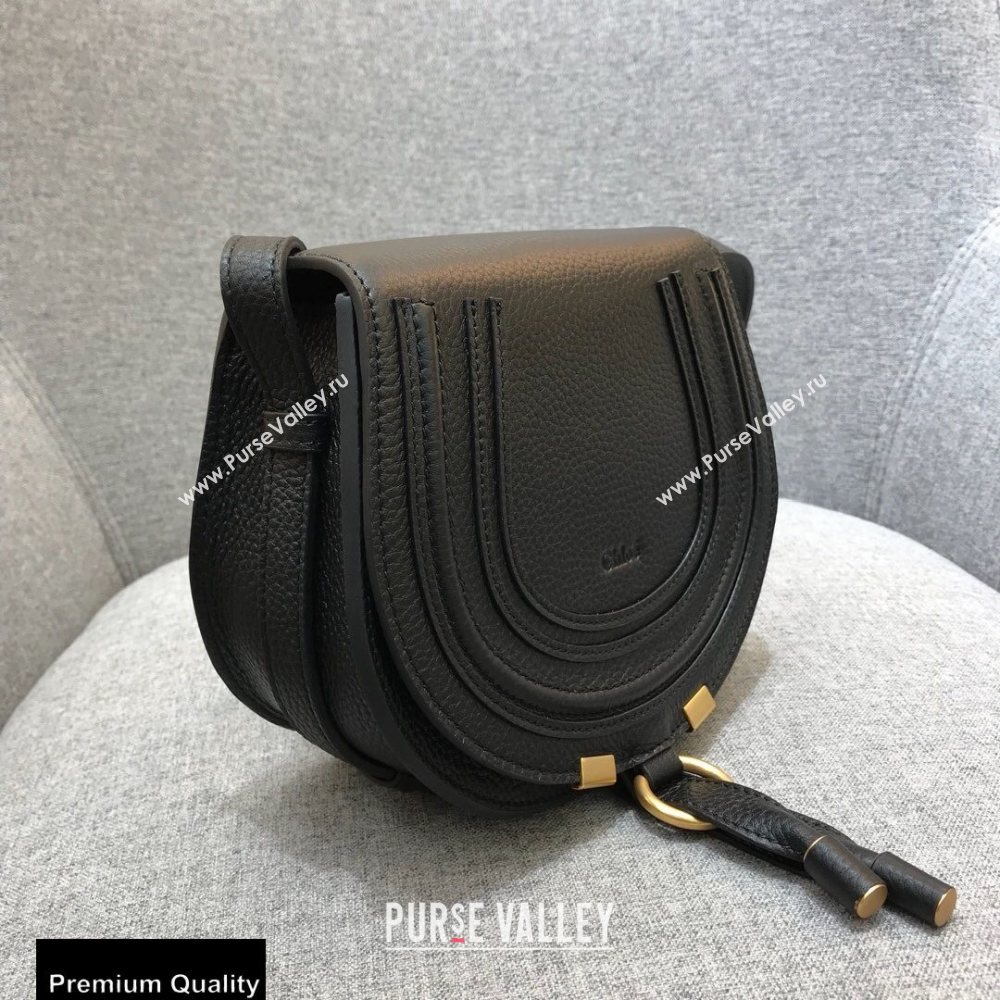 Chloe Round Saddle Mini Marcie Bag in Grain Calfskin Black (yaoyao-20090709)