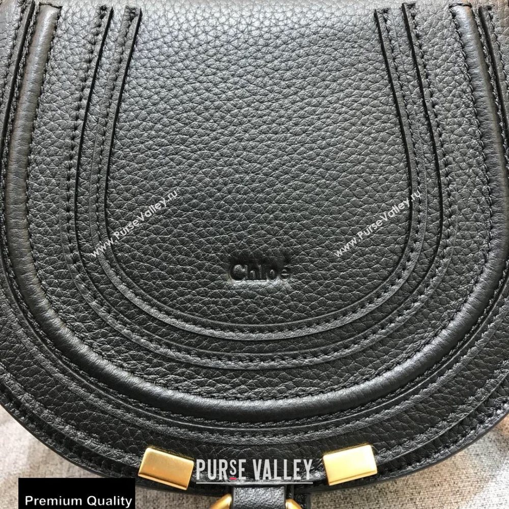 Chloe Round Saddle Mini Marcie Bag in Grain Calfskin Black (yaoyao-20090709)