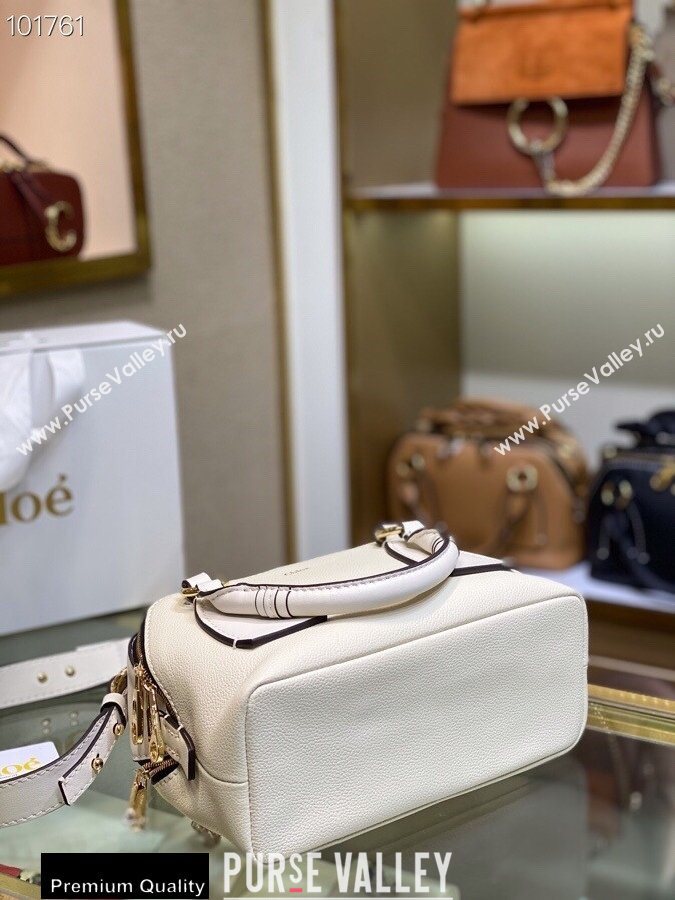 Chloe Small Daria Bag in Grained and Shiny Calfskin White (yaoyao-20090729)