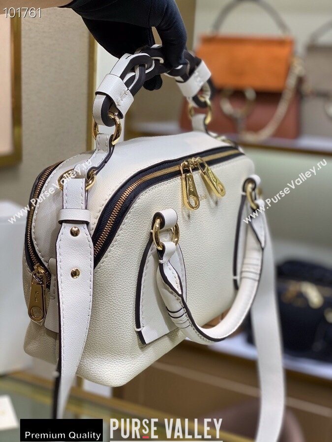 Chloe Small Daria Bag in Grained and Shiny Calfskin White (yaoyao-20090729)