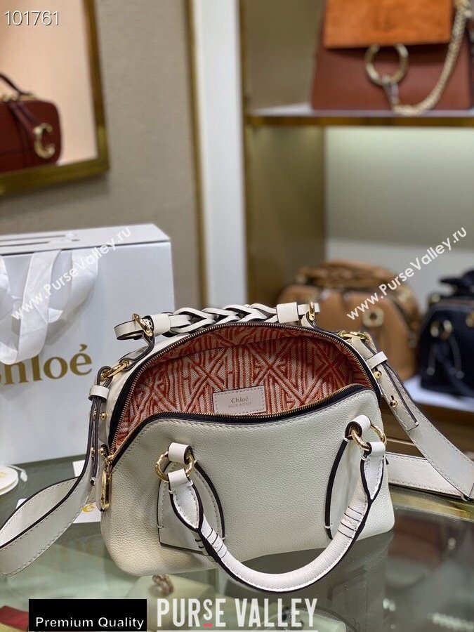 Chloe Small Daria Bag in Grained and Shiny Calfskin White (yaoyao-20090729)