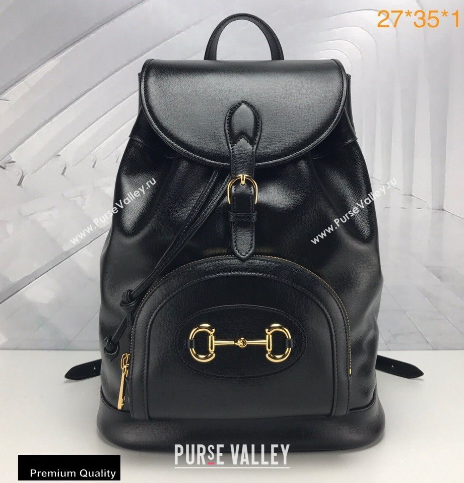 Gucci 1955 Horsebit Backpack Bag 620849 Leather Black 2020 (delihang-20090901)