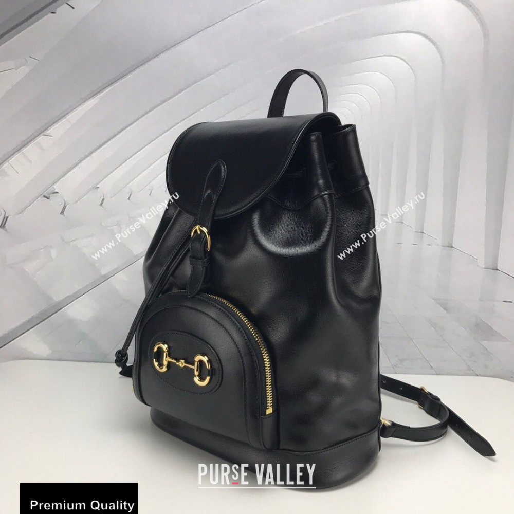 Gucci 1955 Horsebit Backpack Bag 620849 Leather Black 2020 (delihang-20090901)