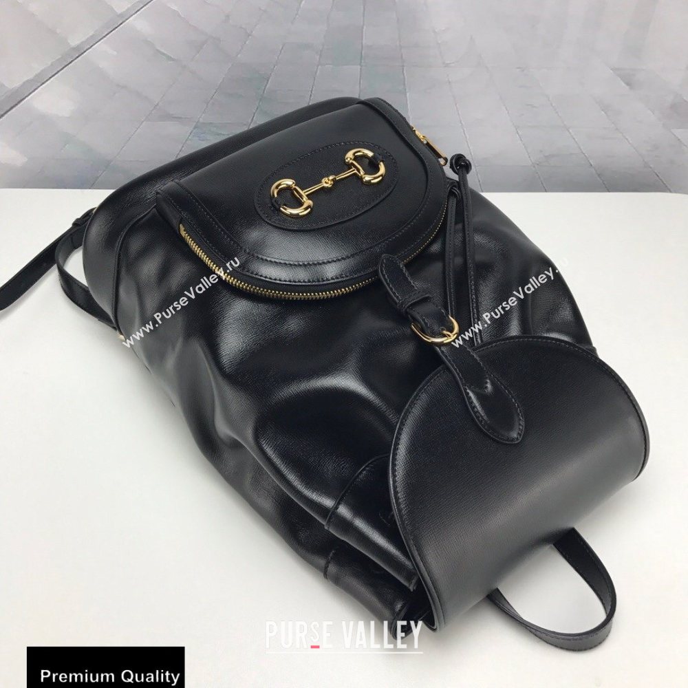 Gucci 1955 Horsebit Backpack Bag 620849 Leather Black 2020 (delihang-20090901)