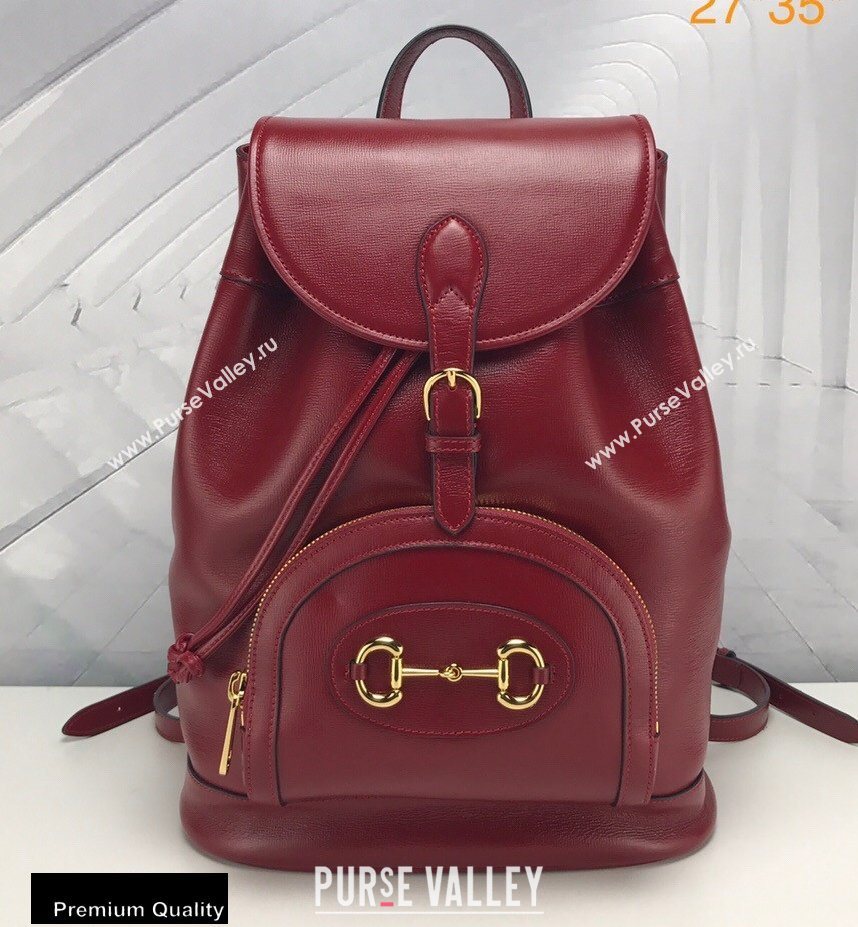 Gucci 1955 Horsebit Backpack Bag 620849 Leather Red 2020 (delihang-20090902)
