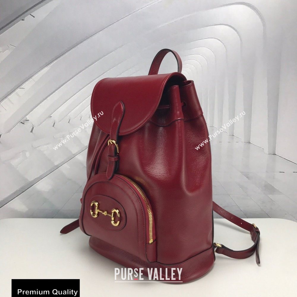 Gucci 1955 Horsebit Backpack Bag 620849 Leather Red 2020 (delihang-20090902)