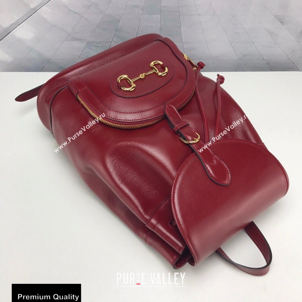 Gucci 1955 Horsebit Backpack Bag 620849 Leather Red 2020 (delihang-20090902)