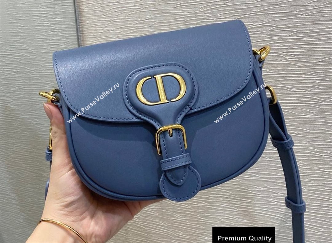 Dior Small Bobby Bag Bag in Box Calfskin Denim Blue 2020 (vivi-20090906)