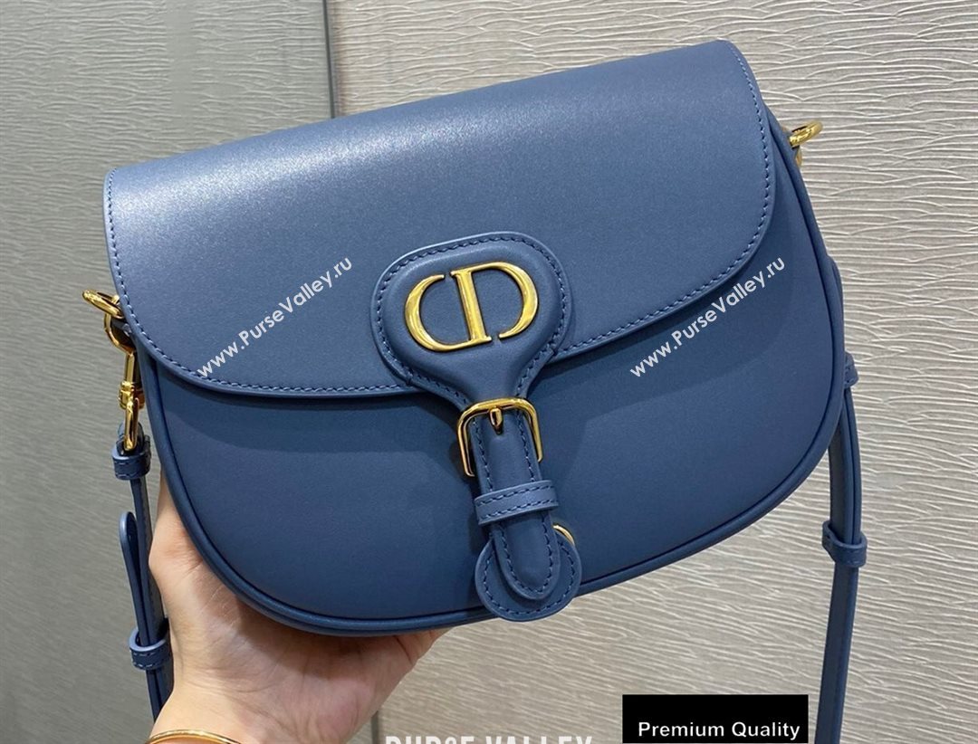 Dior Medium Bobby Bag Bag in Box Calfskin Denim Blue 2020 (vivi-20090905)