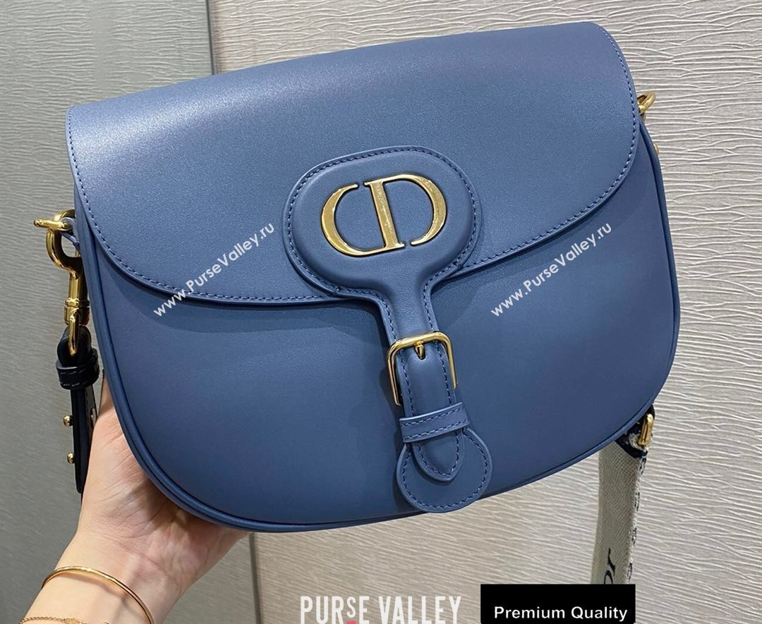 Dior Large Bobby Bag Bag in Box Calfskin Denim Blue 2020 (vivi-20090904)