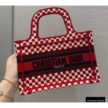 Dior Mini Book Tote Bag in Dioramour Red Dots Embroidery 2020 (vivi-20090915)