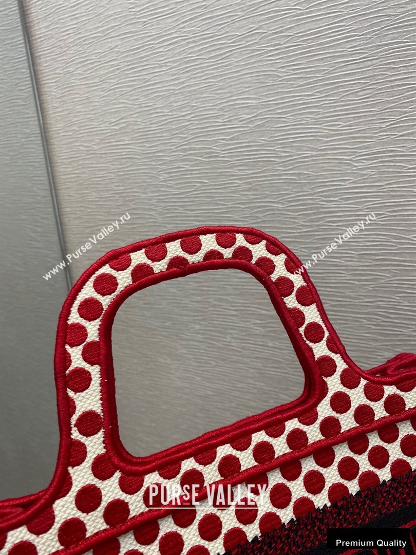 Dior Mini Book Tote Bag in Dioramour Red Dots Embroidery 2020 (vivi-20090915)