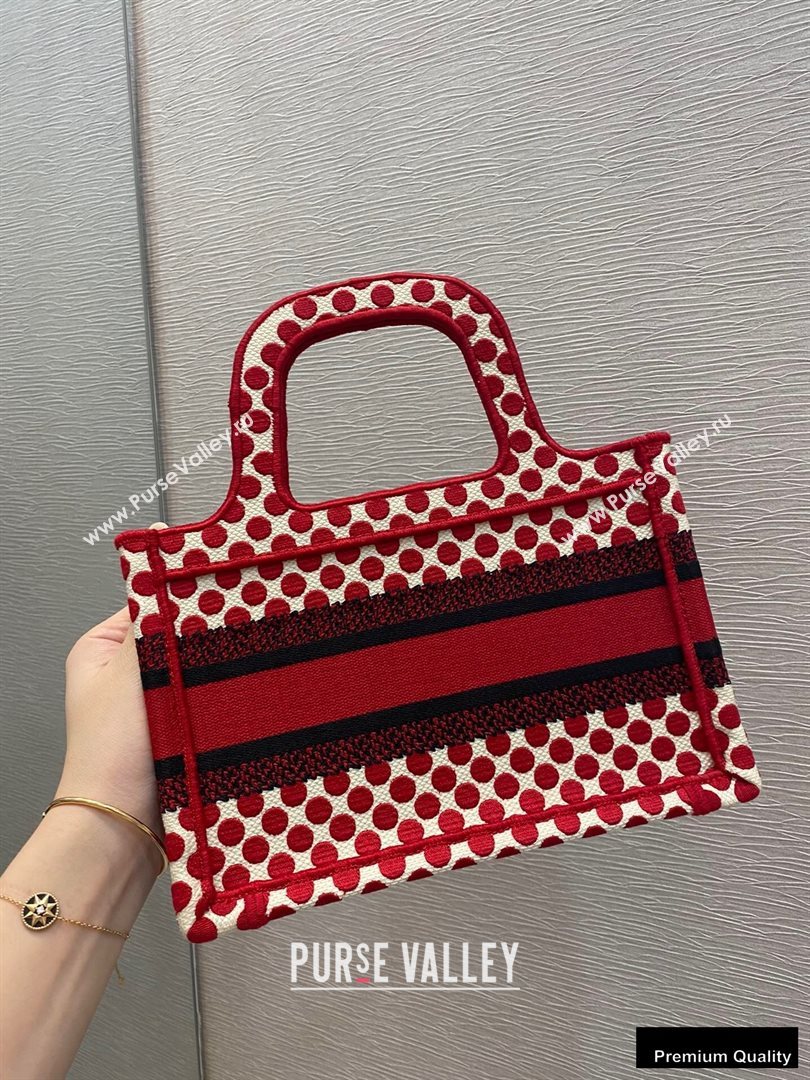 Dior Mini Book Tote Bag in Dioramour Red Dots Embroidery 2020 (vivi-20090915)