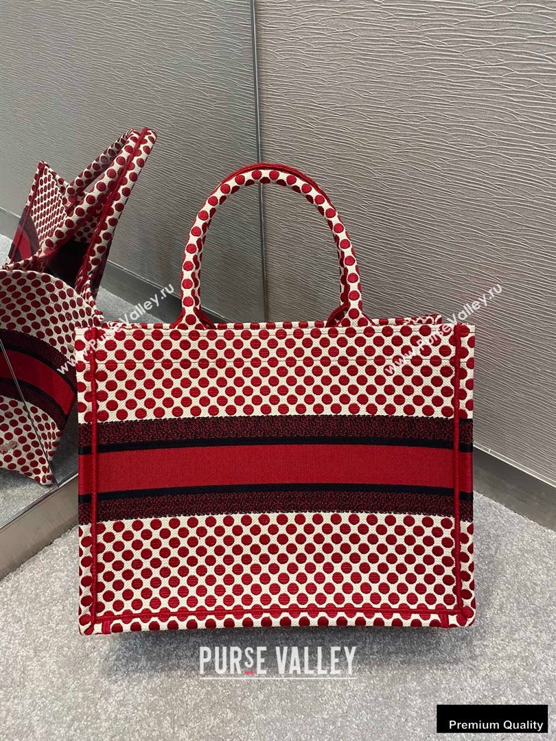 Dior Small Book Tote Bag in Dioramour Red Dots Embroidery 2020 (vivi-20090914)