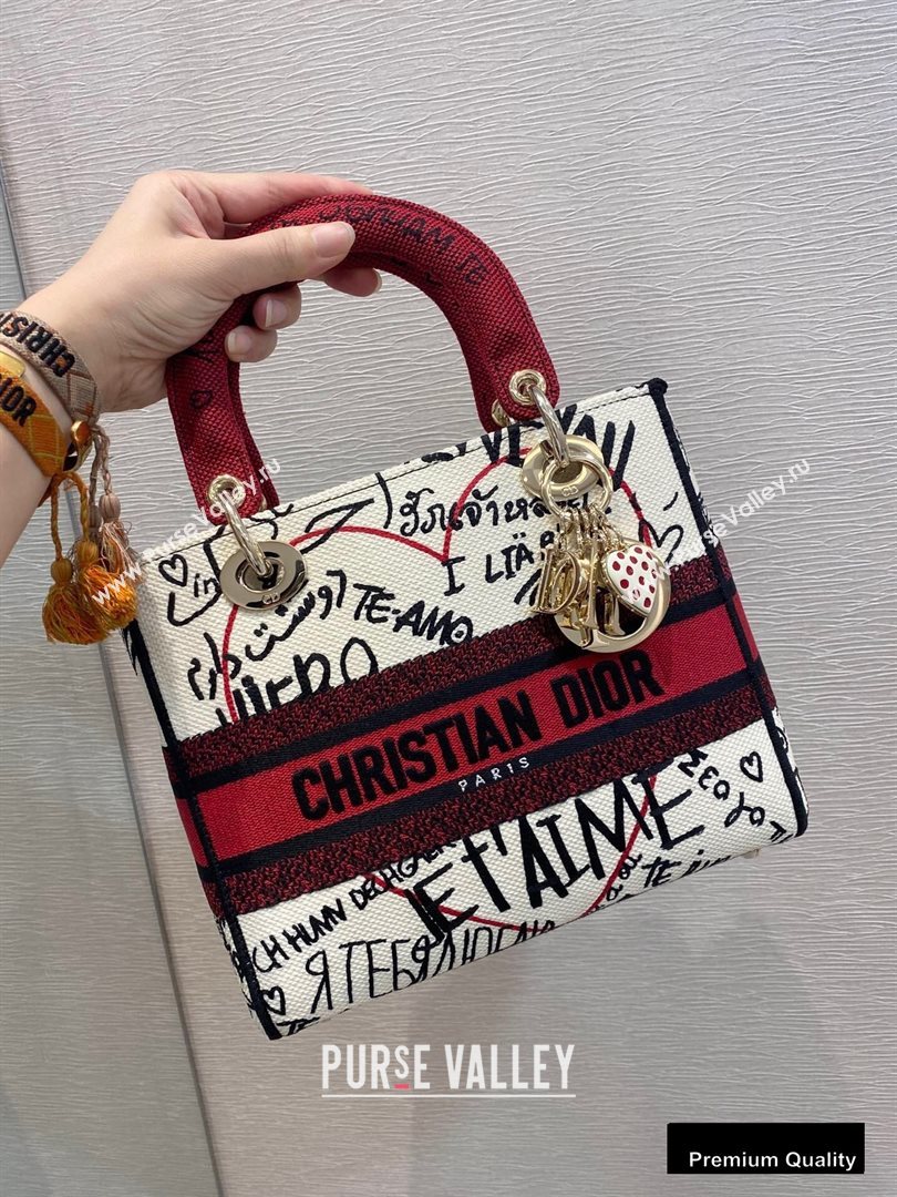 Lady Dior Medium Bag in D-Lite Latte Multicolor Dioramour Graffiti Embroidery 2020 (vivi-20090920)
