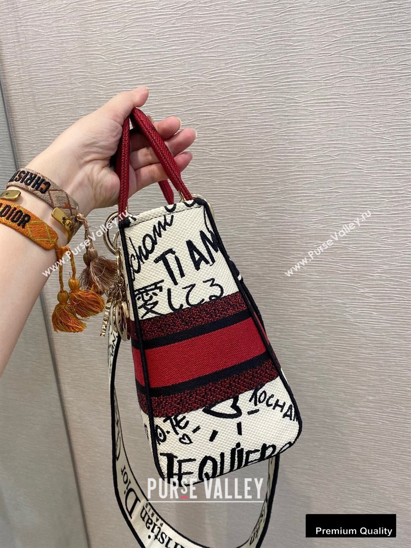 Lady Dior Medium Bag in D-Lite Latte Multicolor Dioramour Graffiti Embroidery 2020 (vivi-20090920)