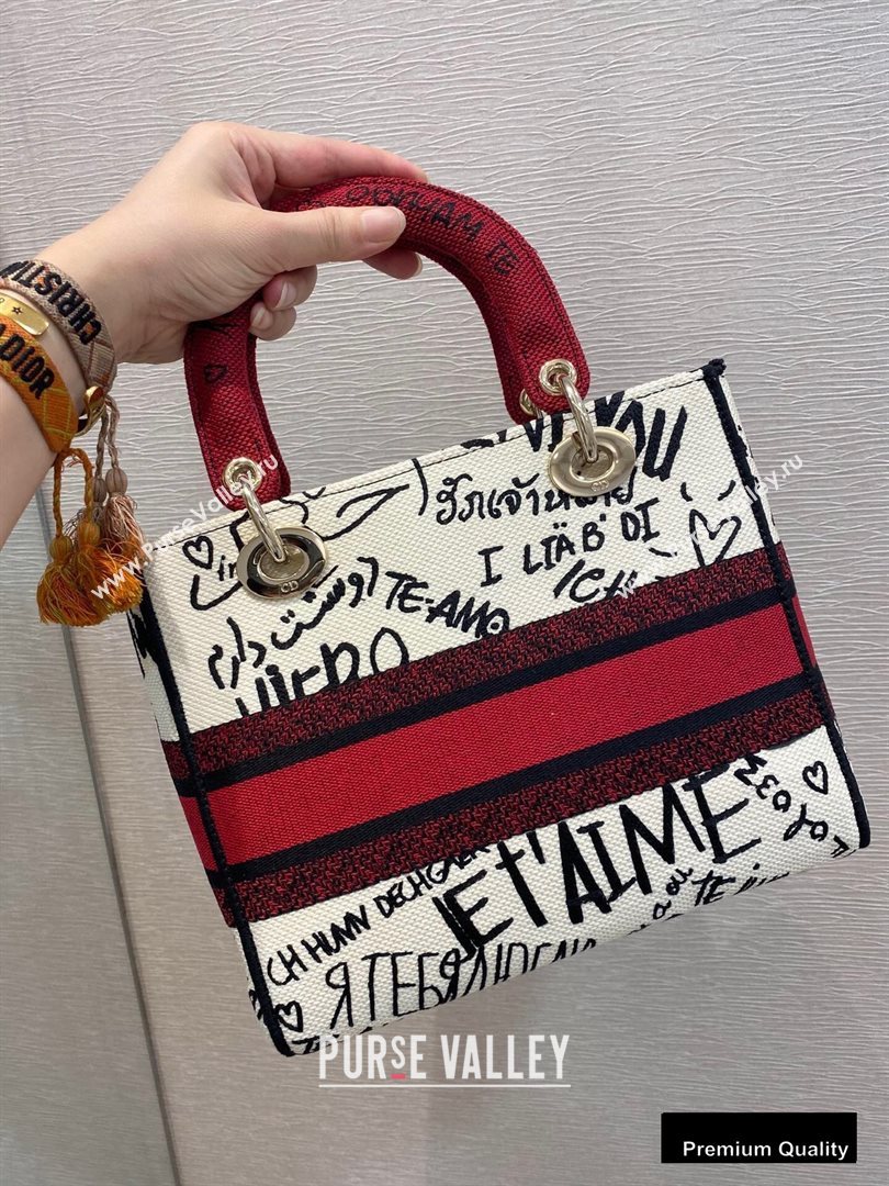 Lady Dior Medium Bag in D-Lite Latte Multicolor Dioramour Graffiti Embroidery 2020 (vivi-20090920)