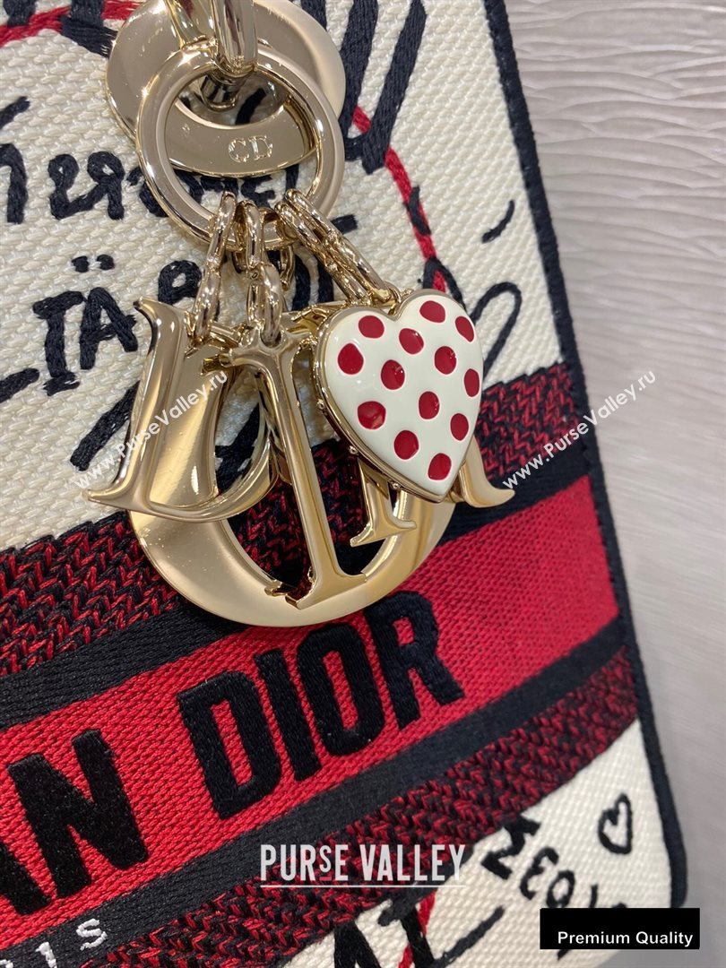 Lady Dior Medium Bag in D-Lite Latte Multicolor Dioramour Graffiti Embroidery 2020 (vivi-20090920)