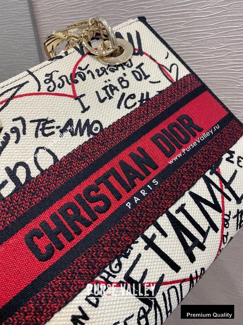 Lady Dior Medium Bag in D-Lite Latte Multicolor Dioramour Graffiti Embroidery 2020 (vivi-20090920)
