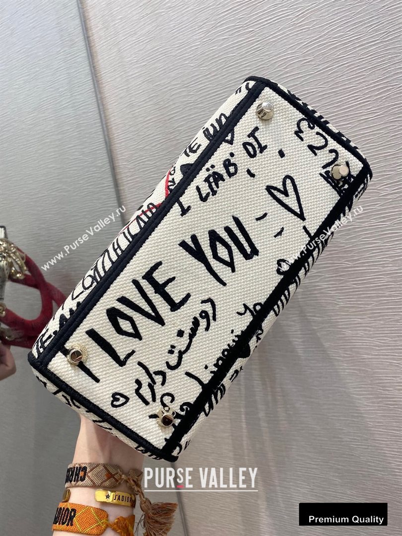 Lady Dior Medium Bag in D-Lite Latte Multicolor Dioramour Graffiti Embroidery 2020 (vivi-20090920)