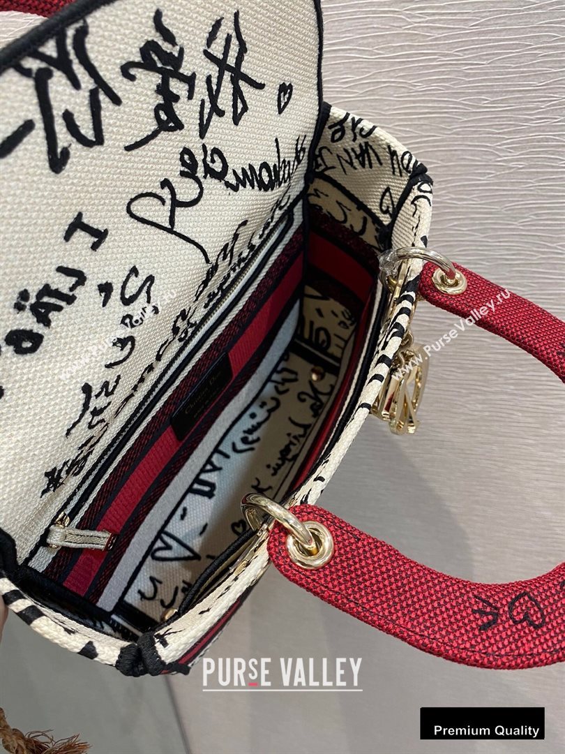 Lady Dior Medium Bag in D-Lite Latte Multicolor Dioramour Graffiti Embroidery 2020 (vivi-20090920)