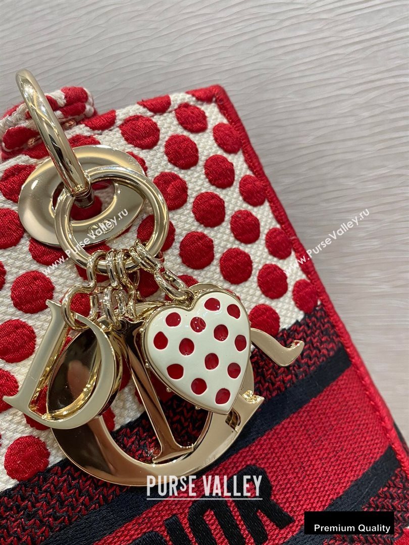 Lady Dior Medium Bag in D-Lite Dioramour Red Dots Embroidery 2020 (vivi-20090919)