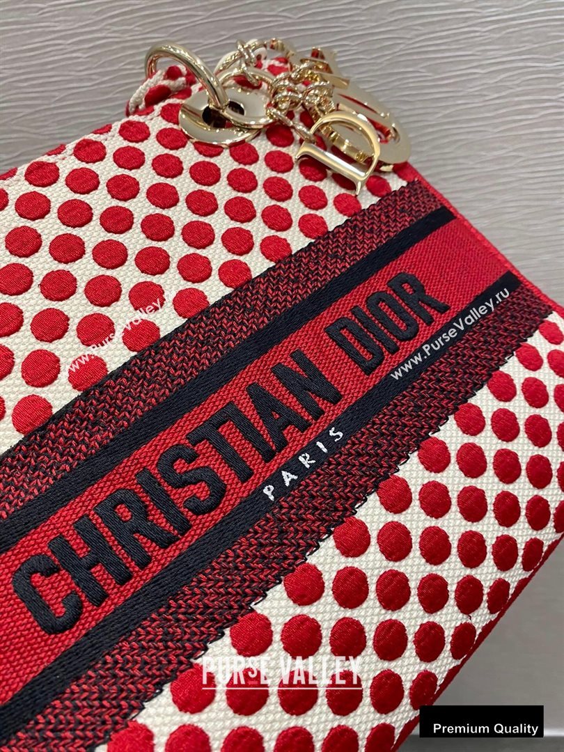 Lady Dior Medium Bag in D-Lite Dioramour Red Dots Embroidery 2020 (vivi-20090919)